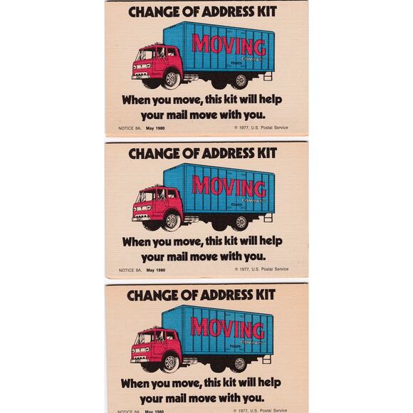 Lot of 3 Vintage 1977 US Postal Service Change of Address Kit Booklet Moving - Picture 1 of 7